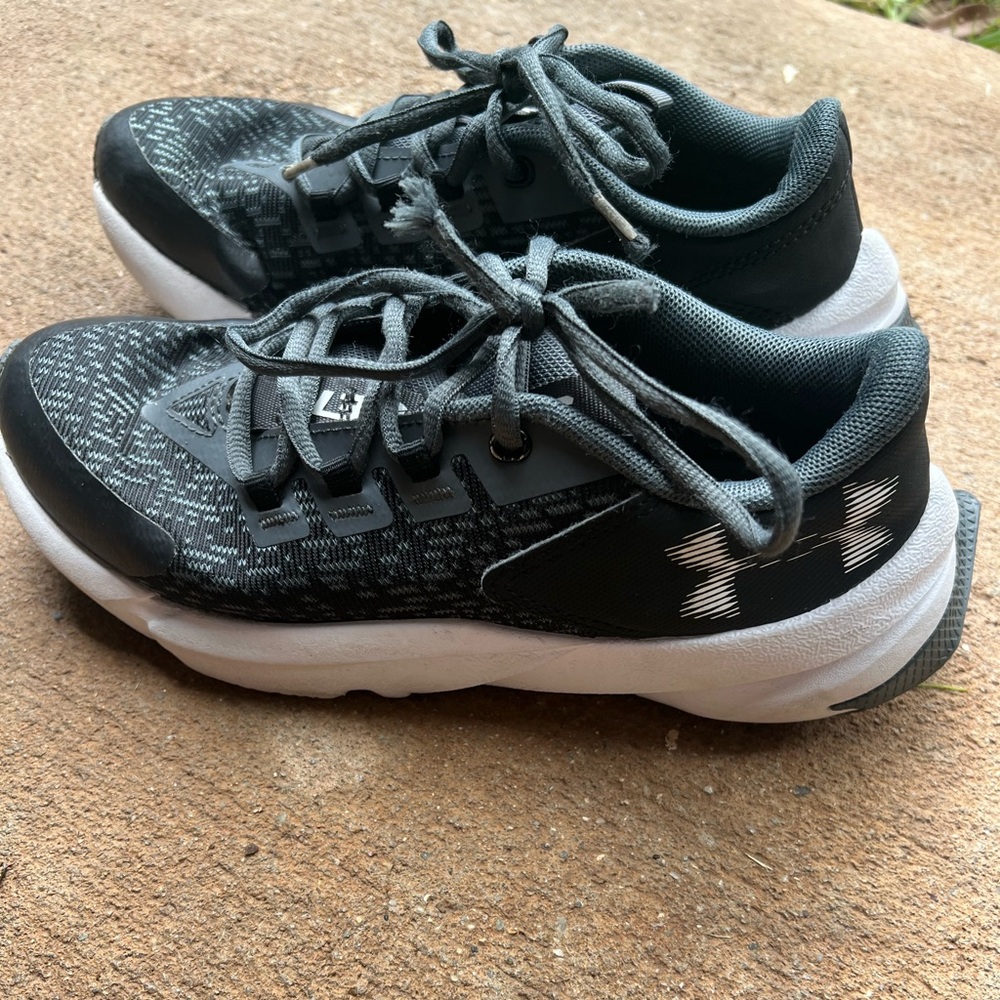 Kids Under Armour Black and Gray Athletic Shoes